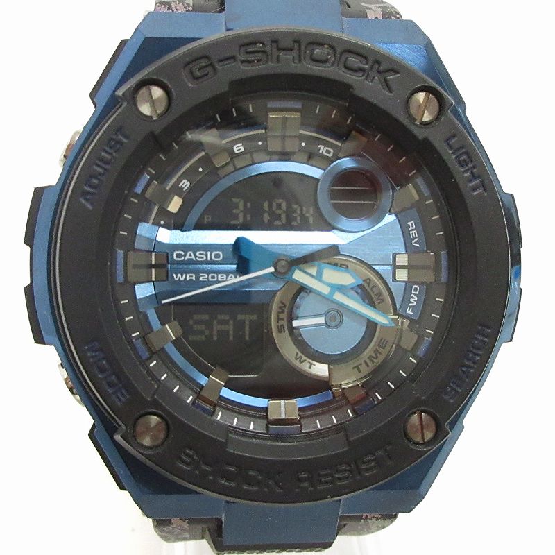 【中古】ジーショック G-SHOCK 腕時計 G-STEEL アナデジ クォーツ GST-200CP-2AJF 黒 ブラック 青 ブルー ■SM1