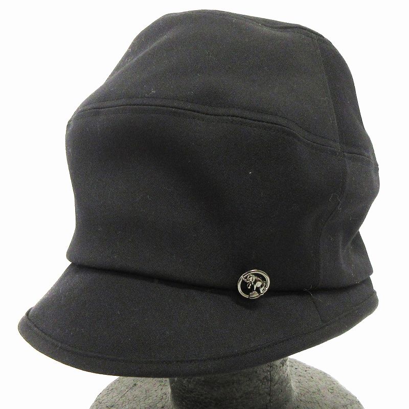 【中古】カシラ CA4LA ハット クロッシェ UVカット 帽子 ワンポイント ウール混 ブラック 黒 ■SM1 メンズ