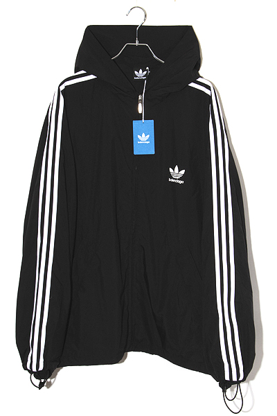 【中古】バレンシアガ アディダス Logo Print Zip-Up Hoodie Jacket ジップアップ フーディージャケット S 725310