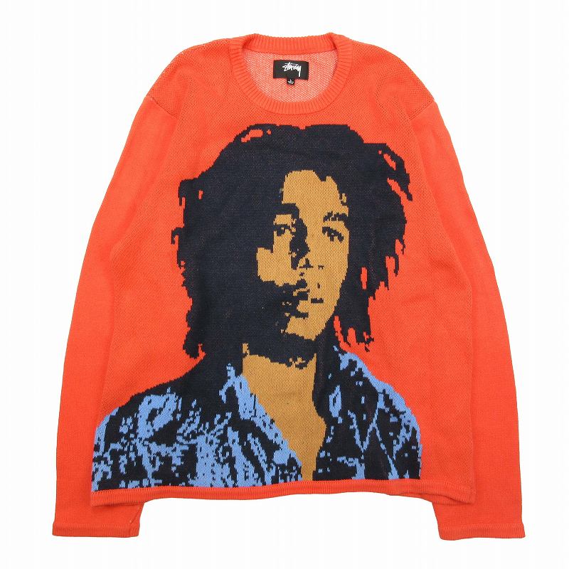 【中古】ステューシー STUSSY Bob Marley Sweater ボブマーリー セーター 長袖 ロゴ コットン ニット ジャガード