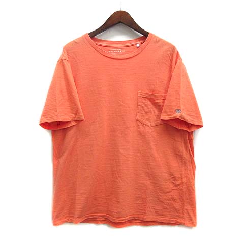 【中古】ハリウッドランチマーケット HOLLYWOOD RANCH MARKET クルーネック ポケット Tシャツ 半袖 ラクダ刺繍 オレンジ 4 メンズ
