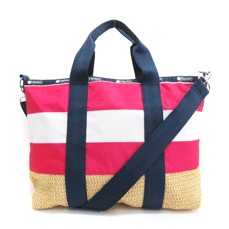 【中古】レスポートサック MED BOARDWALK TOTE トートバッグ ショルダー サマー ラグビー ピンク 250606E 鞄