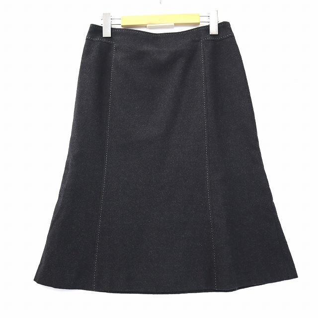 【中古】モザイク MOSAIQUE ウール ステッチデザイン スカート W70 レディース