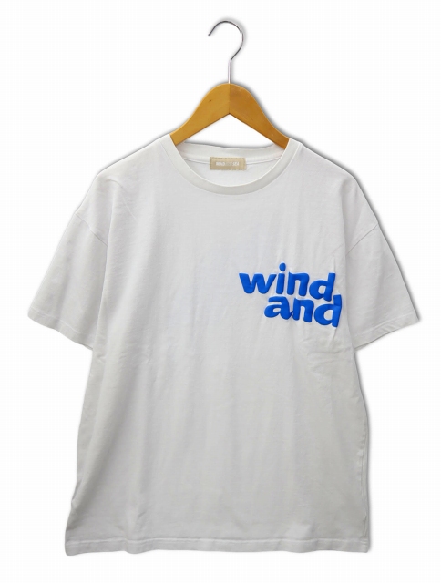 【中古】ウィンダンシー WIND AND SEA クルーネック ロゴ プリント 半袖 オーバーサイズ Tシャツ カットソー L