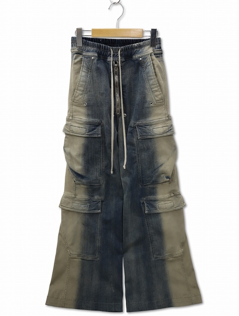 【中古】リックオウエンス Rick Owens 2023SS EDFU期 USED加工 ダブルカーゴジャンボベラ デニムパンツ 44 メンズ