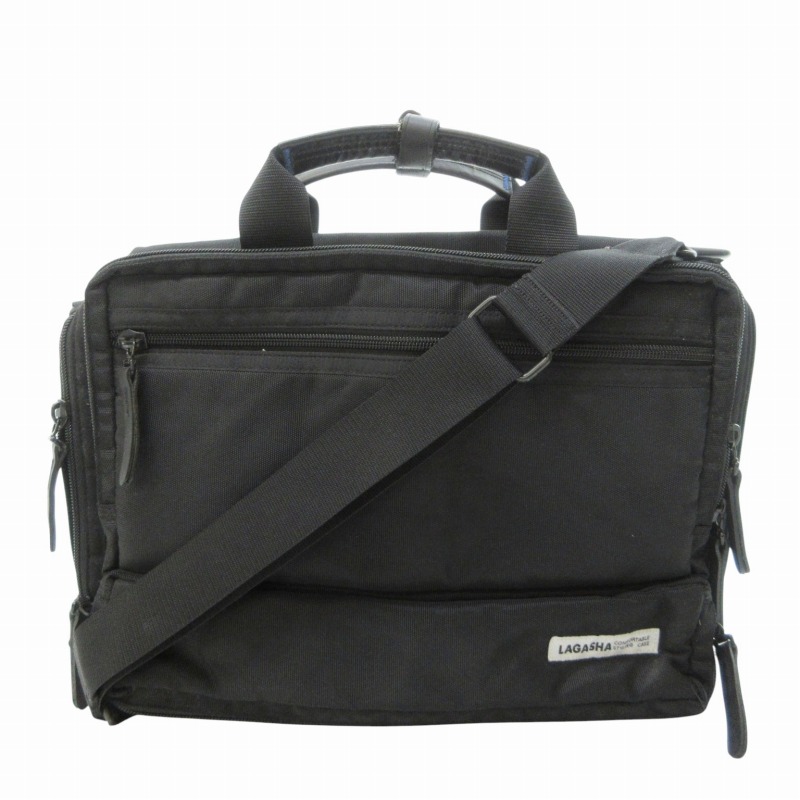 【中古】ラガシャ LAGASHA 2WAY ビジネスバッグ ショルダーバッグ ブリーフケース ナイロン 黒 ブラック 0617 ■GY17