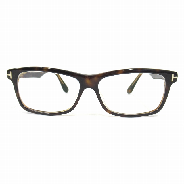 【中古】美品 トムフォード TOM FORD 度入り 眼鏡 めがね メガネ アイウェア スクエアシェイプ べっ甲柄 TF5146-F
