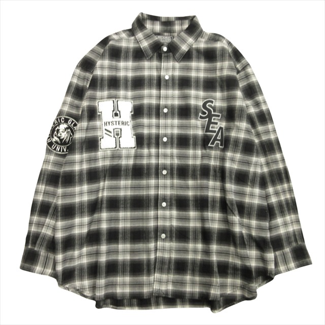 【中古】極美品 21aw ヒステリックグラマー × ウィンダンシー HYSTERIC GLAMOUR × WIND AND SEA チェック シャツ