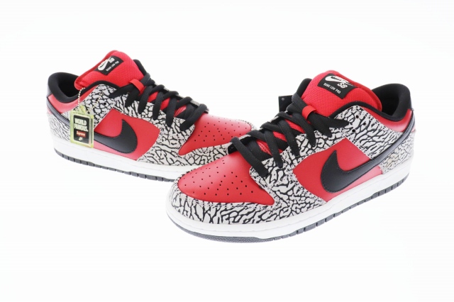 【中古】シュプリーム SUPREME ×NIKE ナイキ DUNK LOW PREMIUM SB SUPREME ダンク ロー 28.5 赤 黒 ☆AA & starf; 210621/106