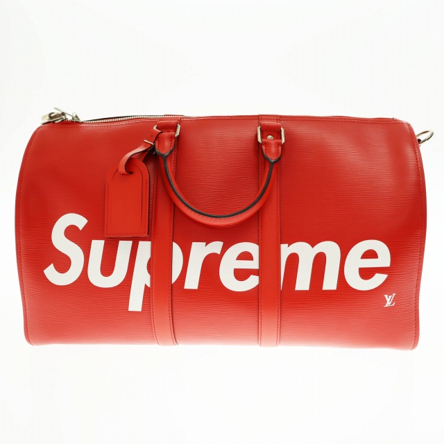 【中古】ルイヴィトン LOUIS VUITTON ×SUPREME シュプリーム エピ キーポル バンドリエール45 ボストンバッグ M53419