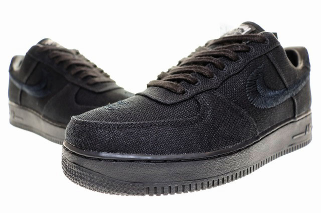 【中古】ナイキ NIKE AIR FORCE 1 LOW STUSSY BLACK 2020 28cm CZ9084-001 エア フォース ステューシー ▲■251121