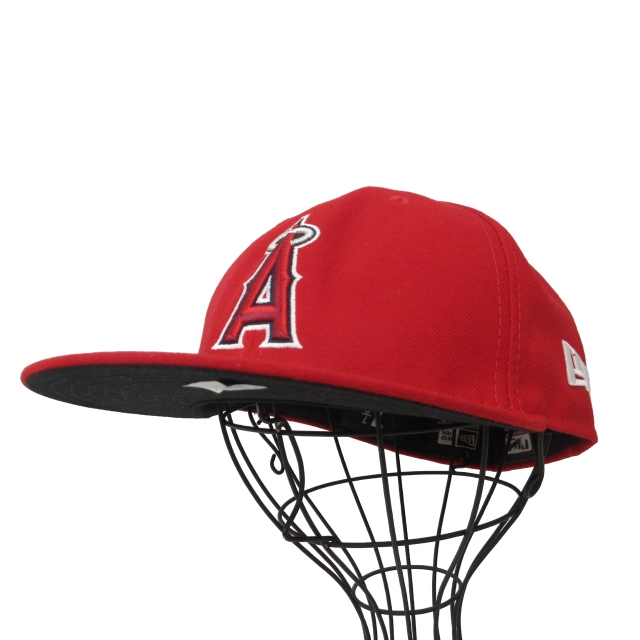 【中古】ニューエラ NEW ERA 美品 エンゼルス 帽子 ベースボールキャップ MLB 7 7/8 レッド 0106 メンズ