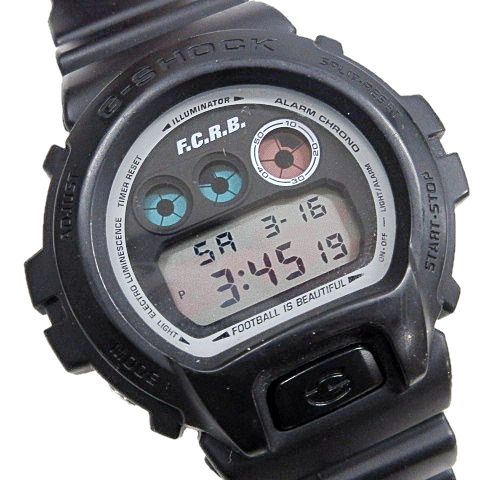 【中古】ジーショック G-SHOCK × FCRB 18SS 腕時計 DW-6900FS デジタル ラバーバンド 稼働品 黒 ブラック メンズ