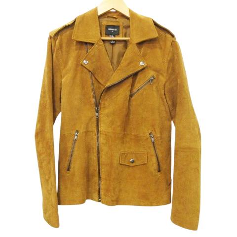 【中古】フォーエバー21 FOREVER21 ピッグスエード ダブル ライダースジャケット 豚革 ブルゾン XS ブラウン メンズ
