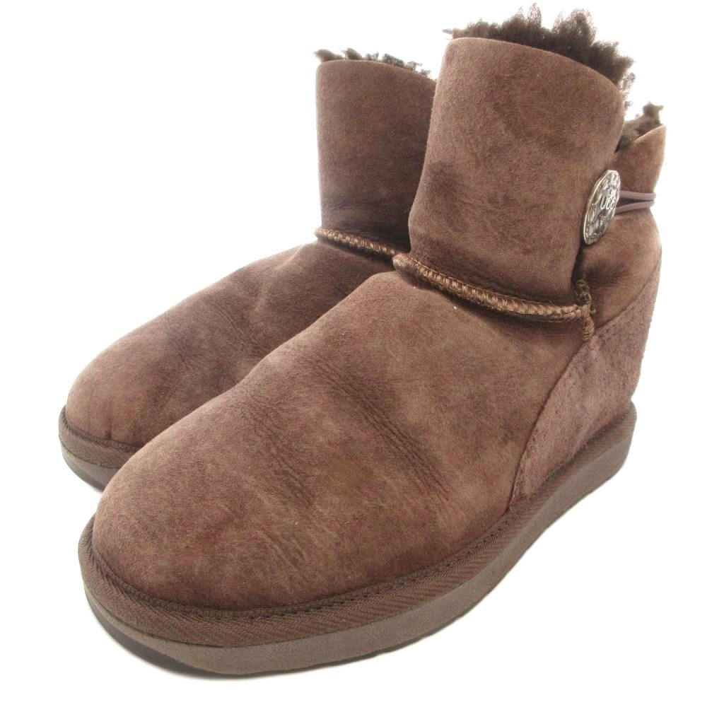 【中古】アグ オーストラリア UGG australia ムートンブーツ スエード ボア 約22cm 茶 ブラウン /JS ■YHS5