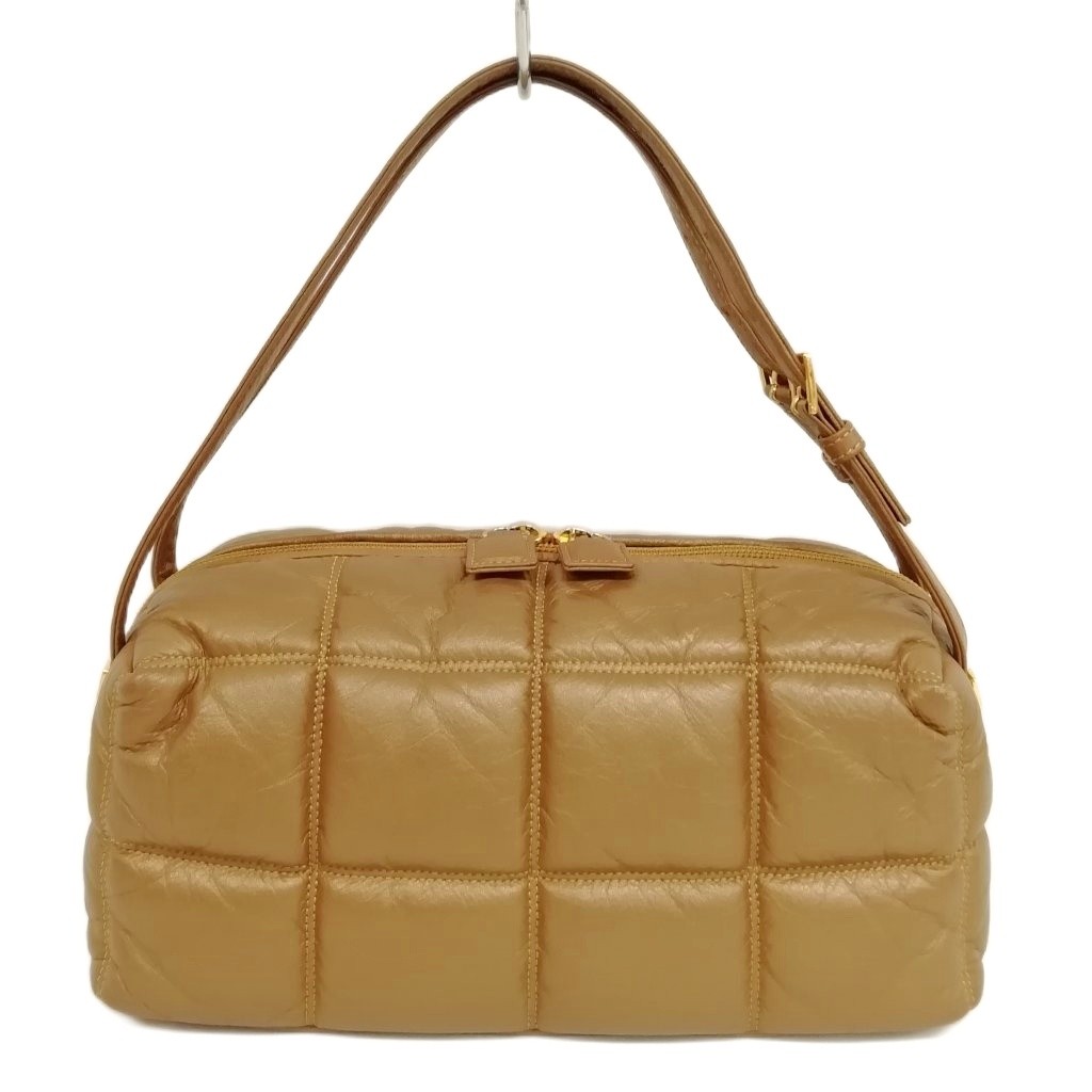 【中古】シャルル ジョルダン CHARLES JOURDAN キルテッド パデット レザー ハンドバッグ 美品 ブロンズ ブラウン系