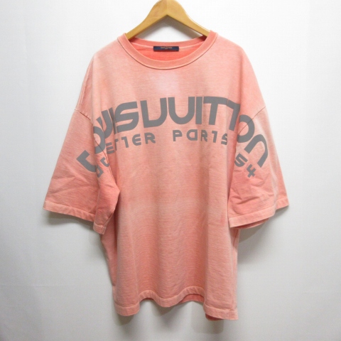【中古】ルイヴィトン 美品 18SS リフレクティブロゴ オーバーサイズ Tシャツ カットソー M オレンジ HEY60W 正規品