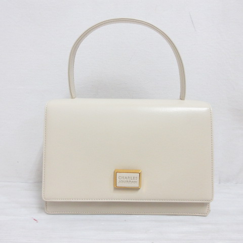 【中古】未使用品 シャルル ジョルダン CHARLES JOURDAN 2WAY ショルダー ハンド バッグ レザー 本革 白 替え留め具