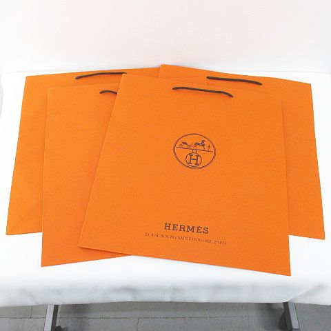 【中古】エルメス HERMES 4枚セット 紙袋 ショッパー ショップ袋 純正 付属品 ロゴ オレンジ系 その他