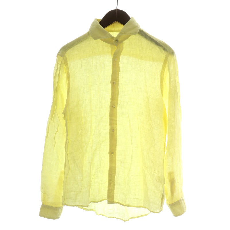 【中古】スクロール SCROLL シャツ カジュアルシャツ 長袖 麻 リネン ワイドカラー M 黄色 イエロー /NW15 メンズ