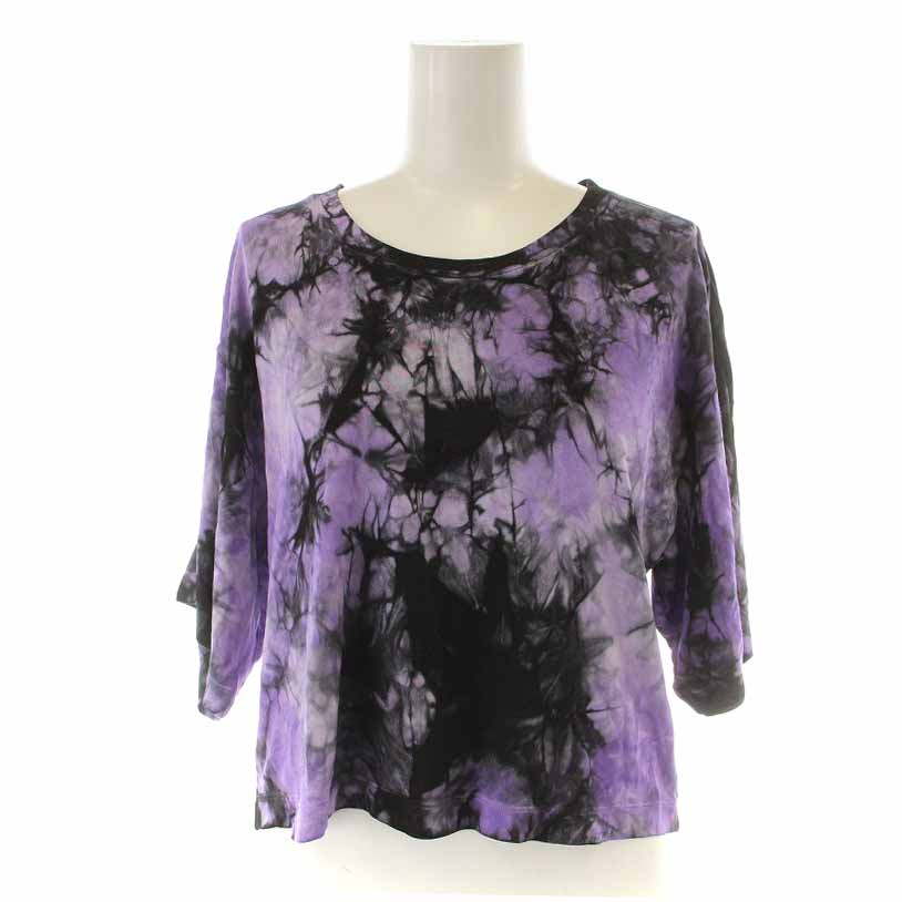 【中古】エムエムシックス メゾンマルジェラ MM6 Maison Margiela 19SS Tシャツ カットソー ショート丈 染色 XS 紫