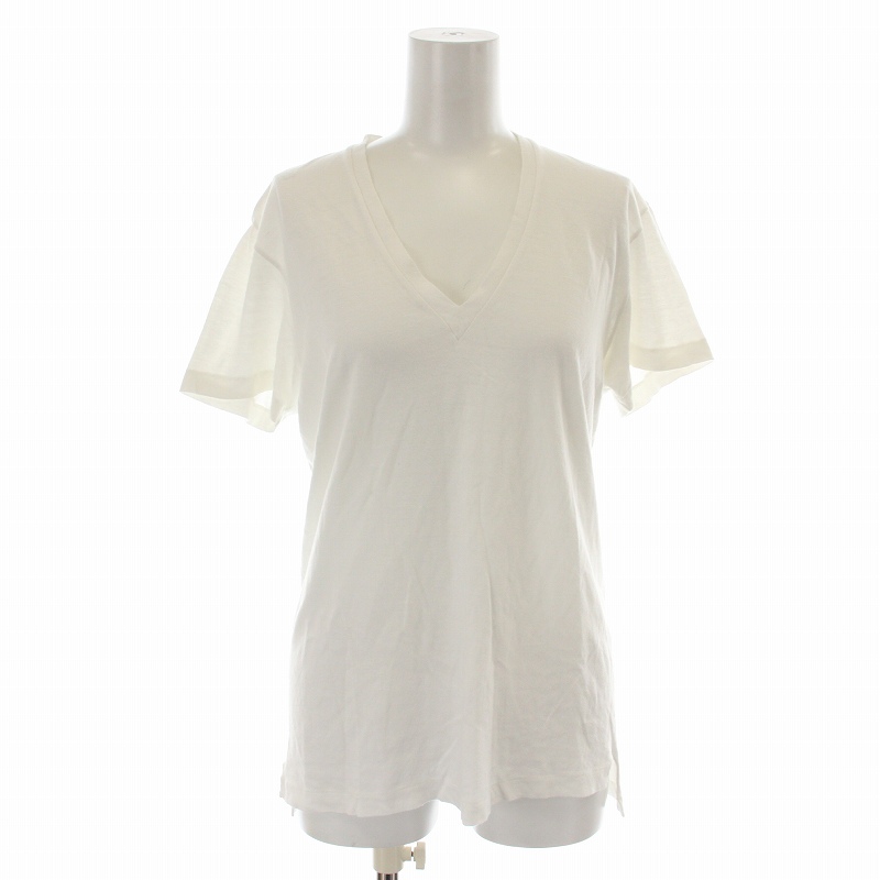 【中古】オーラリー AURALEE SEAMLESS V-NECK TEE Tシャツ カットソー 半袖 Vネック 1 M 白 ホワイト A00V06ST /NW1