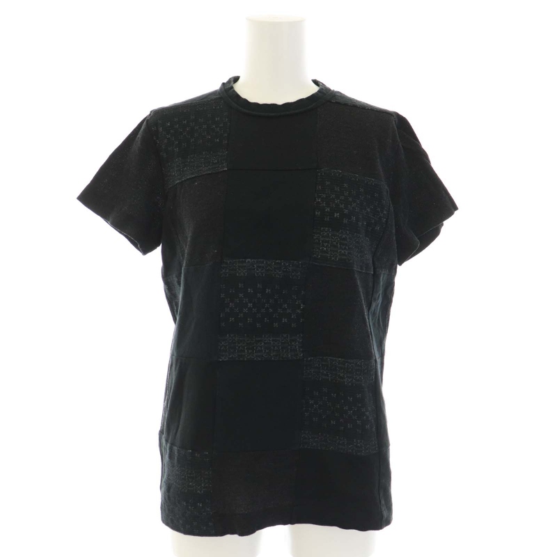 【中古】トリココムデギャルソン AD2003 Tシャツ カットソー クルーネック 半袖 パッチワーク 黒 レディース