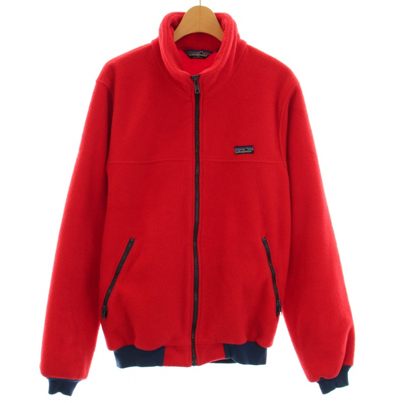 【中古】パタゴニア Patagonia 80s 三角タグ USA製 フリースジャケット ボア ジップアップ ロゴ刺繍 M 赤 レッド