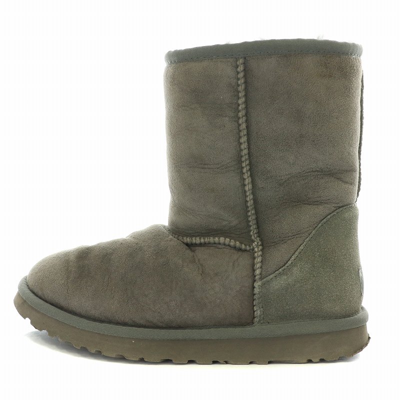 【中古】アグ オーストラリア UGG australia CLASSIC SHORT クラシックショートブーツ スエード 厚底 ロゴ グレー