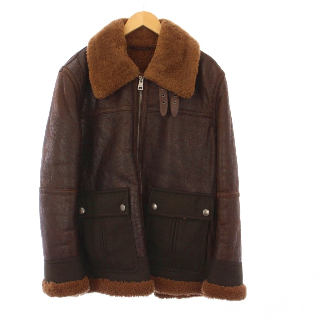 【中古】エトロ ETRO ムートンジャケット B-3 アウター 3XL ブラウン 192-1L906-9536 /KH メンズ