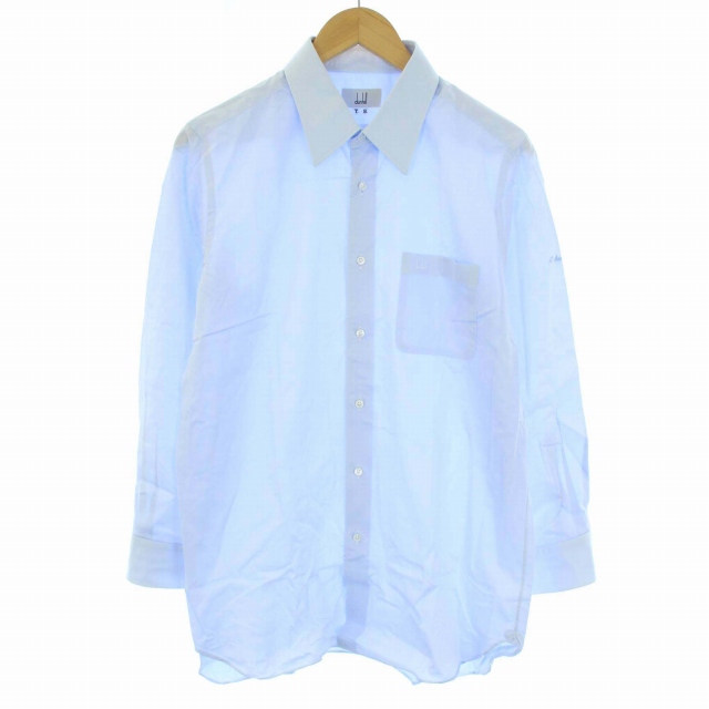 【中古】ダンヒル dunhill ワイシャツ ドレスシャツ ビジネス ロゴ 長袖 S-M 水色 /DK ■GY19 メンズ
