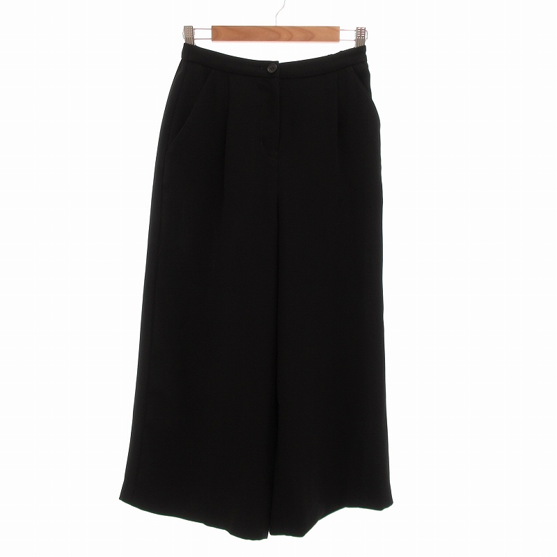 【中古】ナチュラルビューティーベーシック NATURAL BEAUTY BASIC 美品 ワイドパンツ タック クロップド丈 S 黒