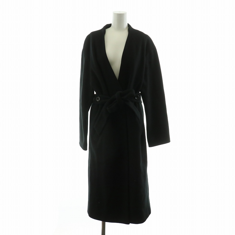 【中古】フリーズマート Free's Mart ノーカラーコート アウター ロング M ブラック 131-0252002 /NQ ■MA