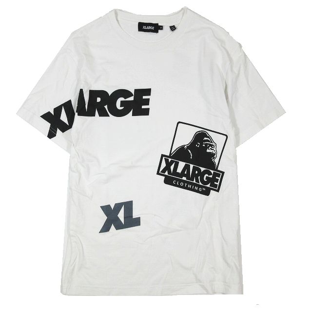 【中古】エクストララージ X-LARGE Tシャツ カットソー 半袖 ロゴ プリント ゴリラ クルーネック 白 ホワイト S メンズ