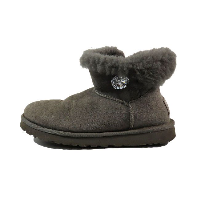 【中古】UGG australia Mini Bailey Button Bling ミニベイリーボタン ブリング アンクル丈ブーツ 1003889 グレー 24?p レディース▲C4