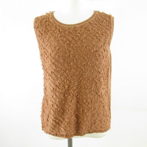 【中古】ナチュラルビューティーベーシック NATURAL BEAUTY BASIC ニット ノースリーブ 茶 M *T919 レディース