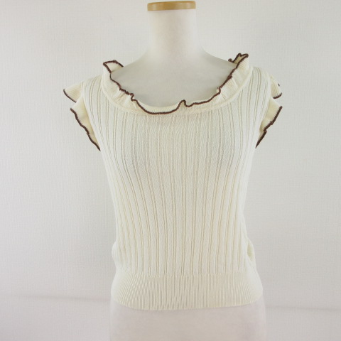 【中古】フリーズマート Free's Mart ニット セーター ノースリーブ フリル アイボリー F *T602 レディース