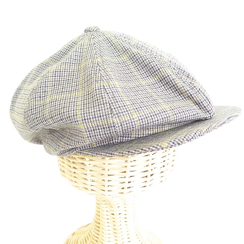 【中古】マニエラ MANIERA キャスケット 帽子 ポリエステル レーヨン チェック ブラウン/イエロー 2sa4865 メンズ