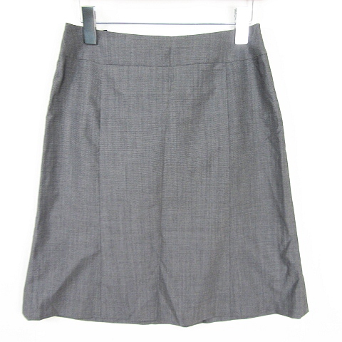 【中古】ナチュラルビューティーベーシック NATURAL BEAUTY BASIC スカート 膝丈 毛 シルク L グレー kz13391