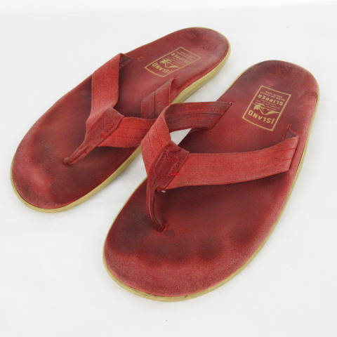 【中古】アイランドスリッパ ISLAND SLIPPER ビーチサンダル 赤 レッド 10 約28ｃｍ 靴 メンズ