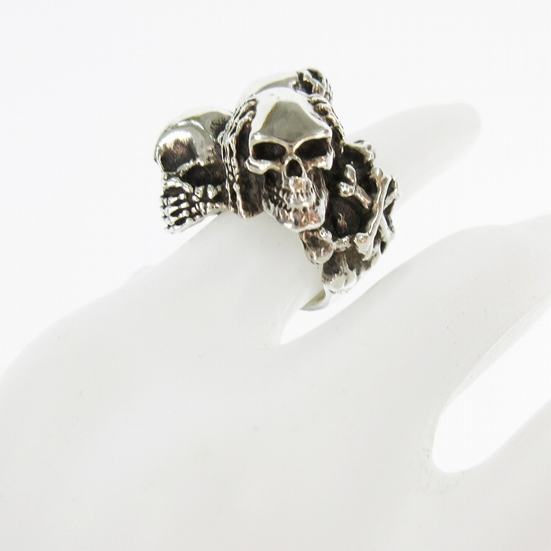【中古】クレイジーピッグ CRAZY PIG リング 指輪 スリーワイズ 見猿 言わ猿 聞か猿 シルバー925 15号 40.6ｇ アクセサリー メンズ