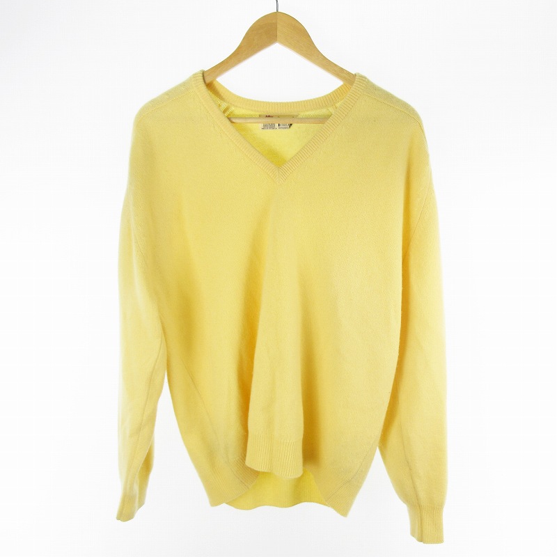 【中古】プリングル Pringle カシミヤ100％ ニット セーター Vネック 黄色 イエロー M トップス メンズ