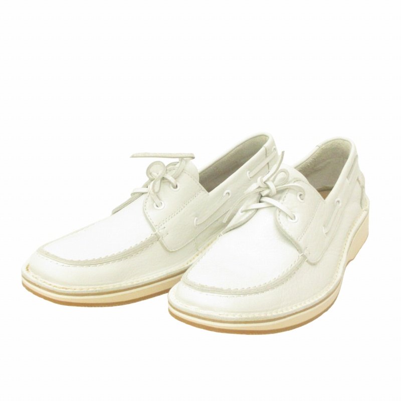 【中古】銀座ワシントン 革靴 レザー デッキシューズ 2ホール 白 ホワイト 26.5?p メンズ