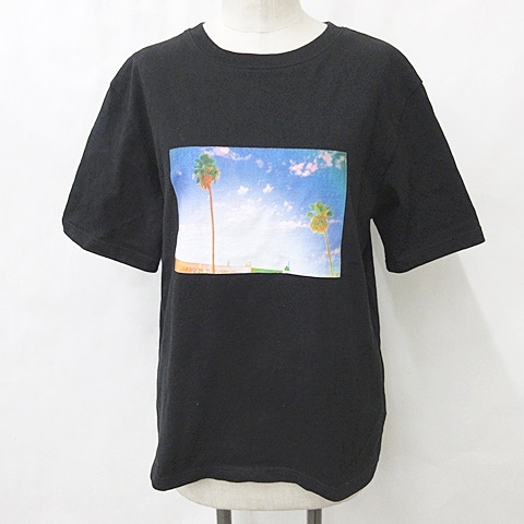 【中古】ビーミングバイビームス SAEKA SHIMADA Tシャツ カットソー 半袖 丸首 プリント 綿 黒 ブラック ONE