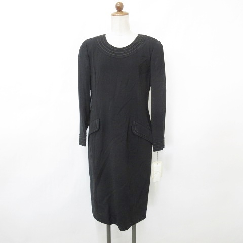 【中古】未使用品 ピエールバルマン PIERRE BALMAIN フォーマル 喪服 ワンピース ロング プリーツ 黒 ブラック 11