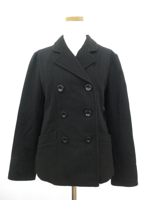 【中古】アーバンリサーチ URBAN RESEARCH Pコート ジャケット ウール ONE 黒 ブラック /ka1205 レディース