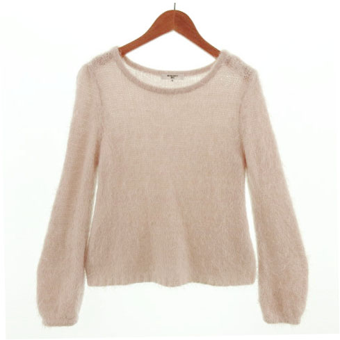 【中古】ナチュラルビューティーベーシック NATURAL BEAUTY BASIC ニット セーター 長袖 もこもこ ピンクベージュ M