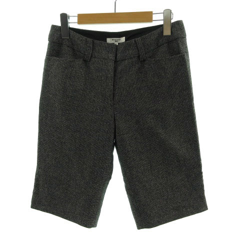 【中古】 NATURAL BEAUTY BASIC パンツ ショートパンツ ひざ丈 ラメ ツイード ブラック 黒 ホワイト 白 L レディース