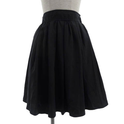 【中古】ナチュラルビューティーベーシック NATURAL BEAUTY BASIC スカート ギャザー ひざ丈 ウエストゴム 紺 S