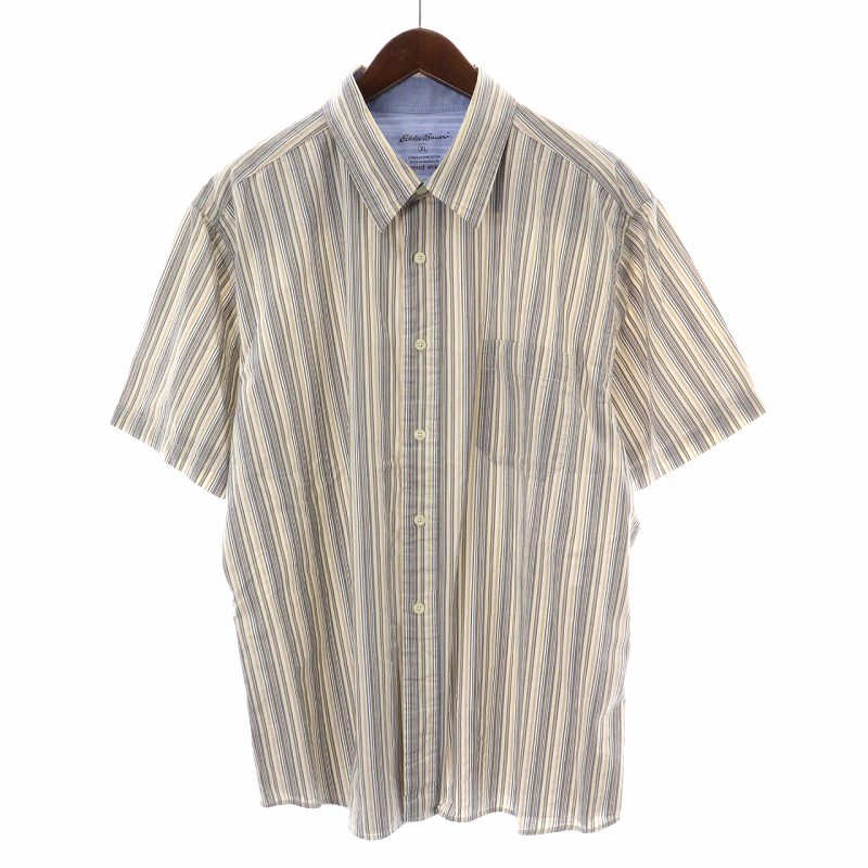 【中古】エディーバウアー EDDIE BAUER シャツ カジュアルシャツ 半袖 ストライプ 大きいサイズ XL マルチカラー